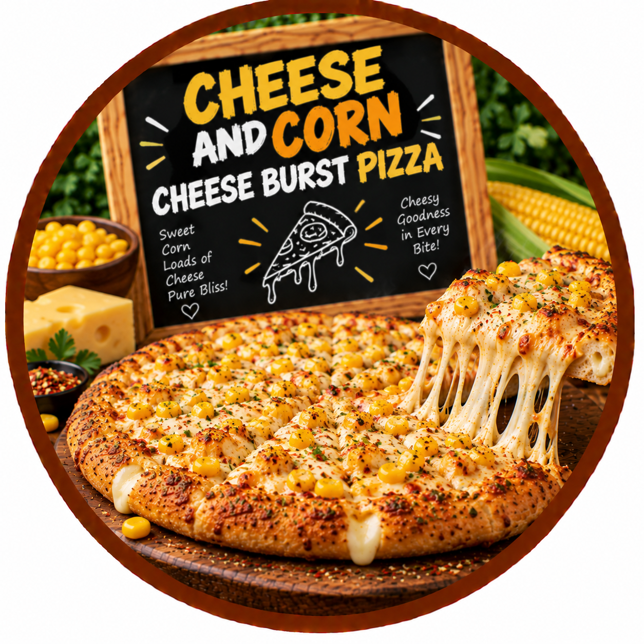 Cheese And Corn Cheese Burst Pizza