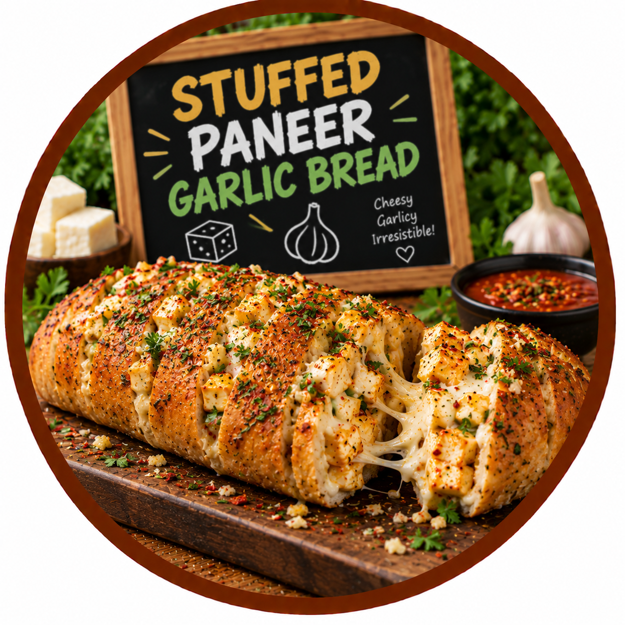 Stuffed Paneer Garlic Bread